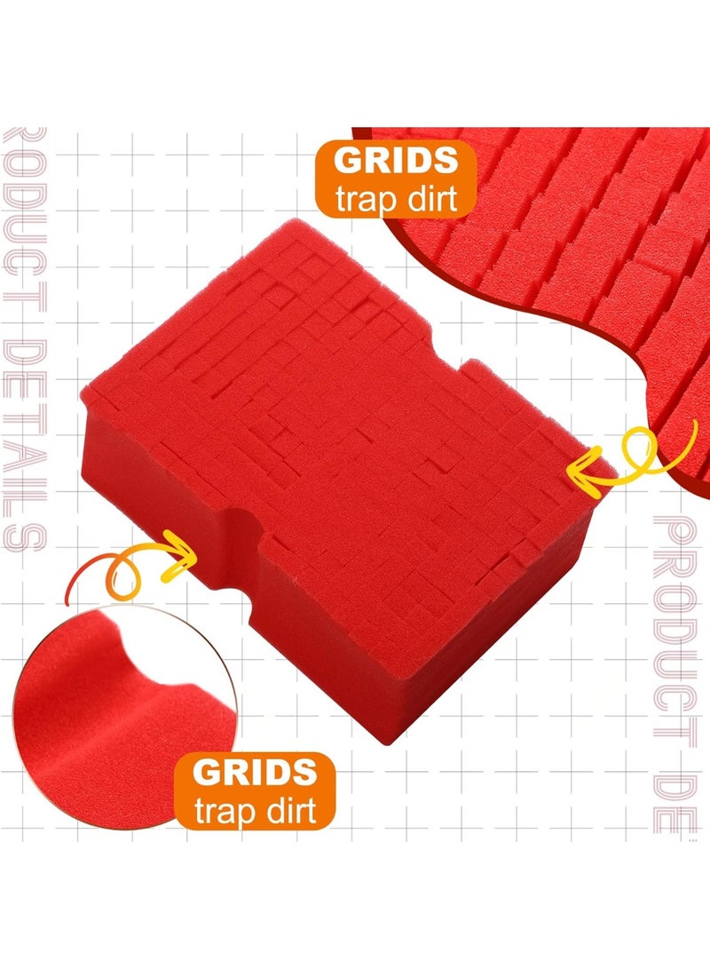 2 قطع كبيرة اسفنجة حمراء كبيرة صليب قطع دائمة ناعمة شبكة اسفنجة بلا شطف امتصاص سهل قبضة غير خدش غسيل السيارات اسفنجة للسيارات متعددة الاستخدام تنظيف غسيل الأسطح - Image 3